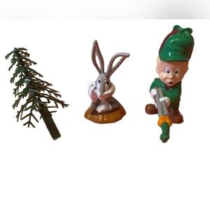 Vintage Elmer Fudd and Bugs Bunny cake topper set.